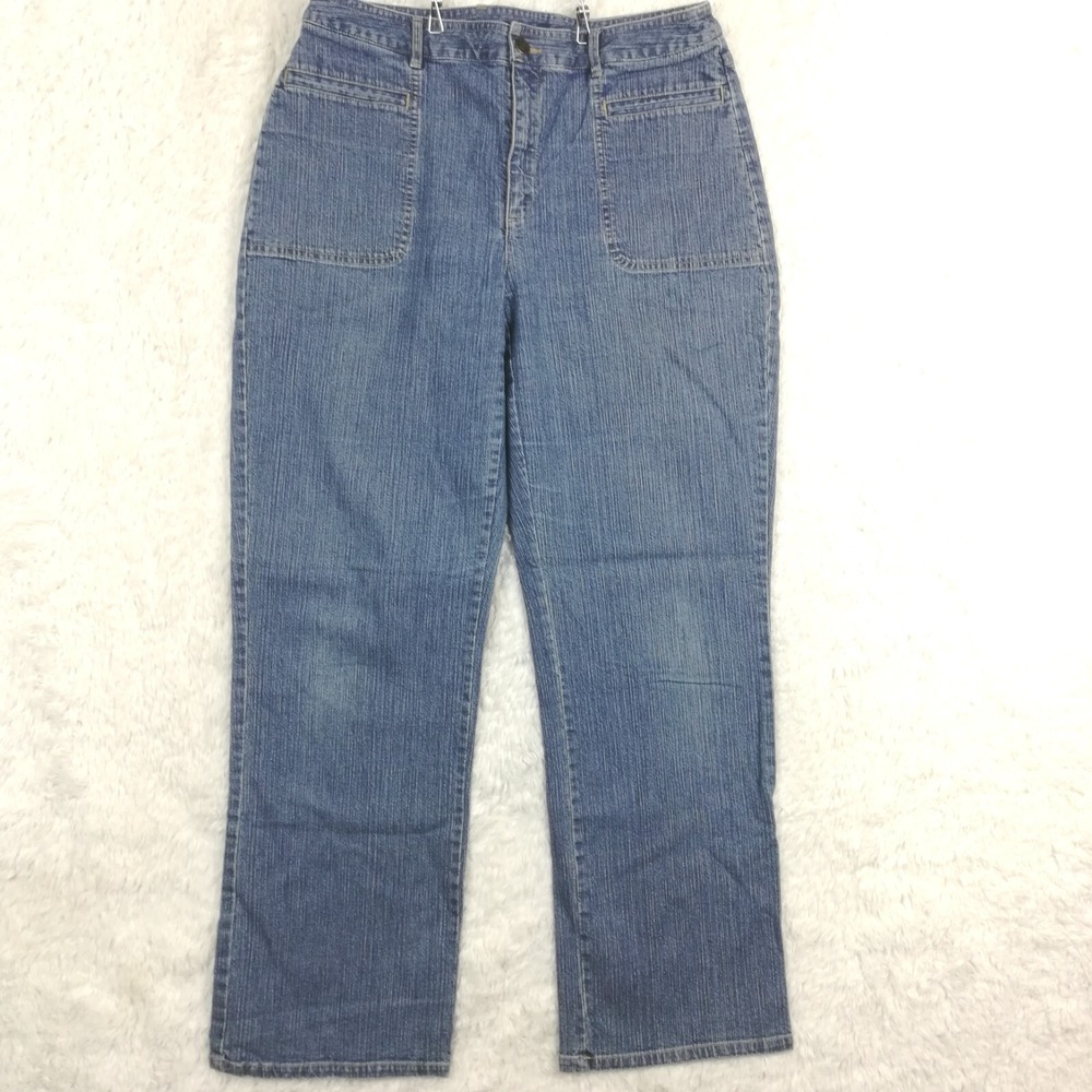 Crazy Horse Womens Jeans Straight Leg Blue Denim Flap Pocket Medium Wash 12